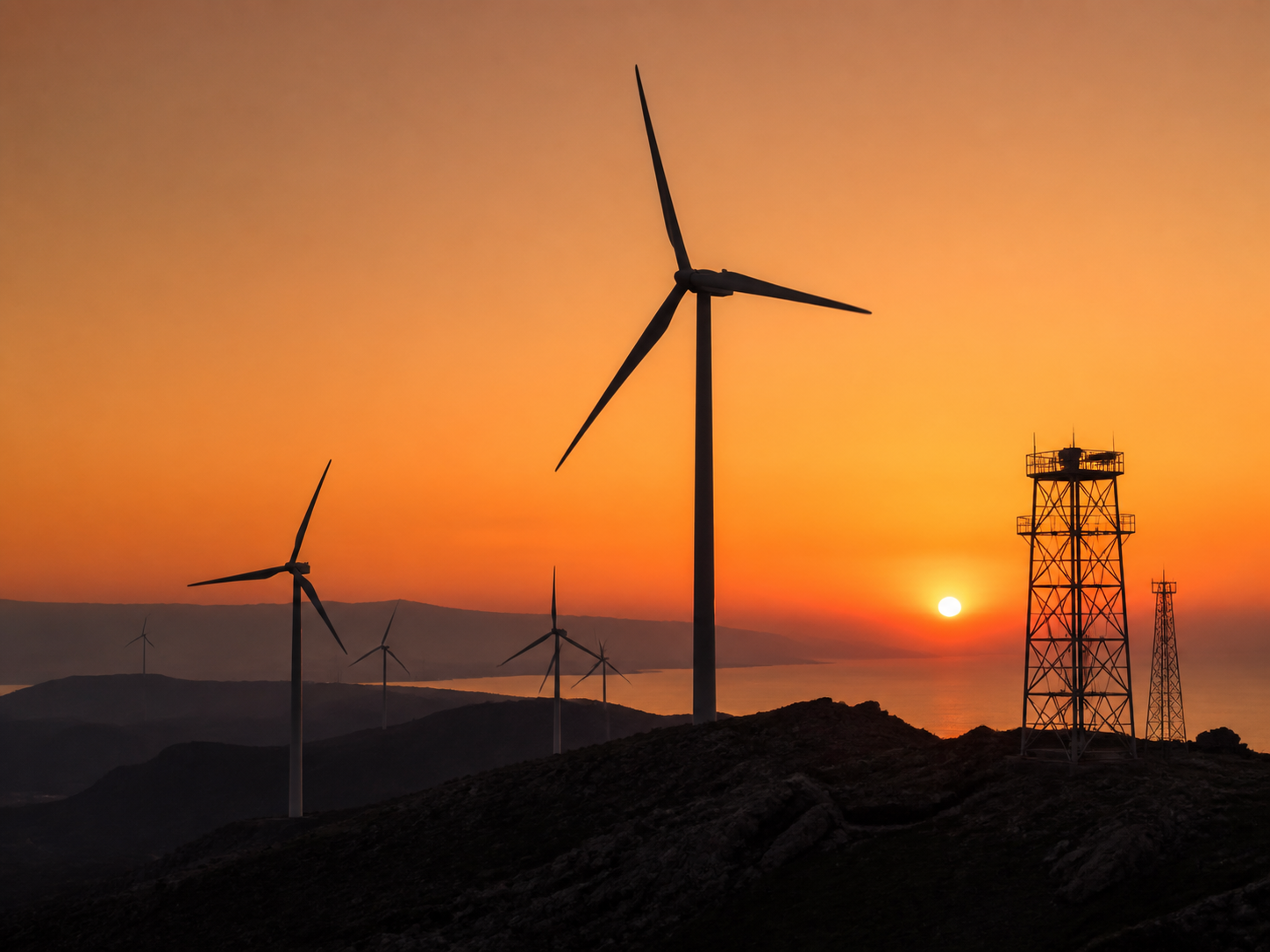Aerogeneradores al atardecer